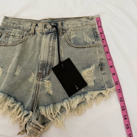 NEW UNIF Women’s Denim Jean Shorts High Rise Distressed Cut-Off Bottoms NWT 27 - Picture 4 of 4